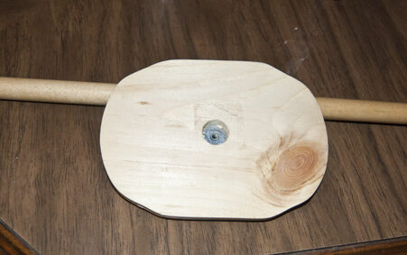 Bottom of puppet stand showing T-nut
