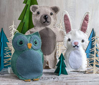 Owl, Bear and Bunny Felt Hand Puppets by Lia Griffith