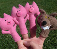 Three Little Pigs and Wolf Finger Puppets