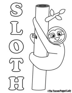 Free Sloth Coloring Page – The Tucson Puppet Lady