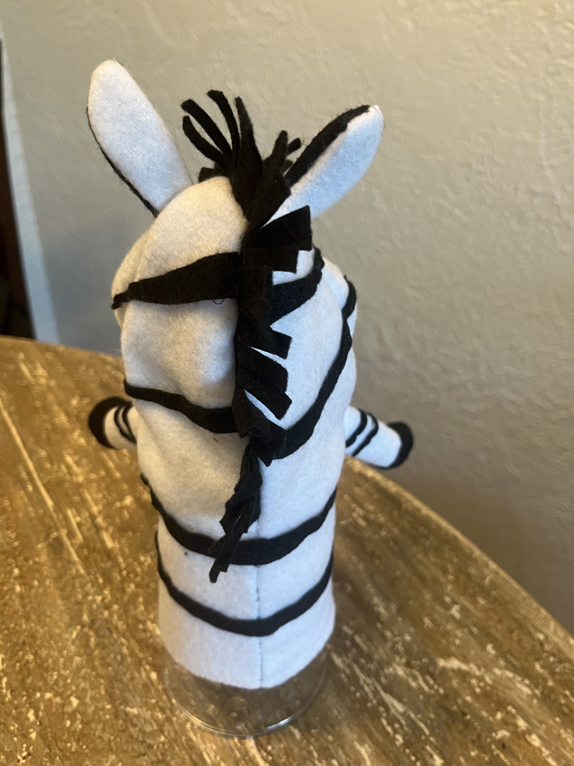 Back view of hand sewn zebea
